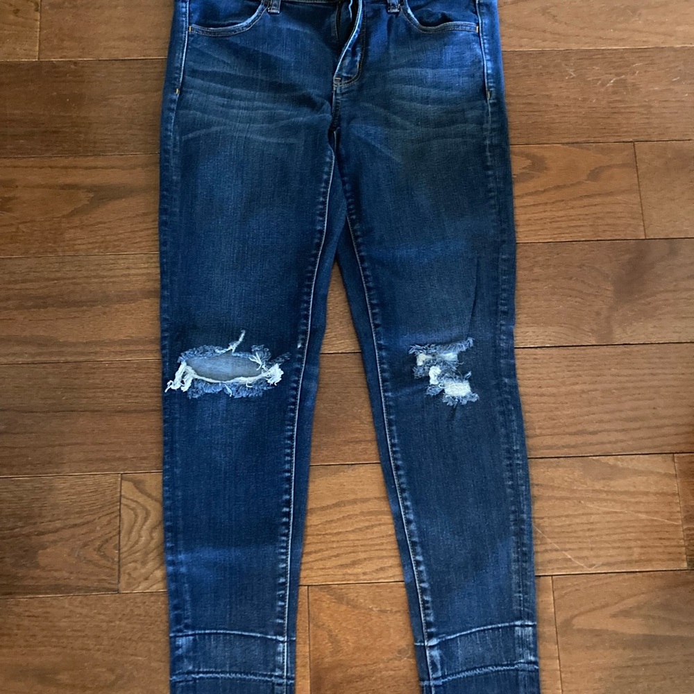American Eagle Outfitters Navy Distressed Skinny Jeans
